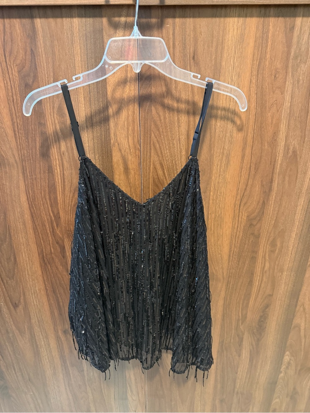 Torrid Black Sequin Fringe V-Neck Camisole, Size 0